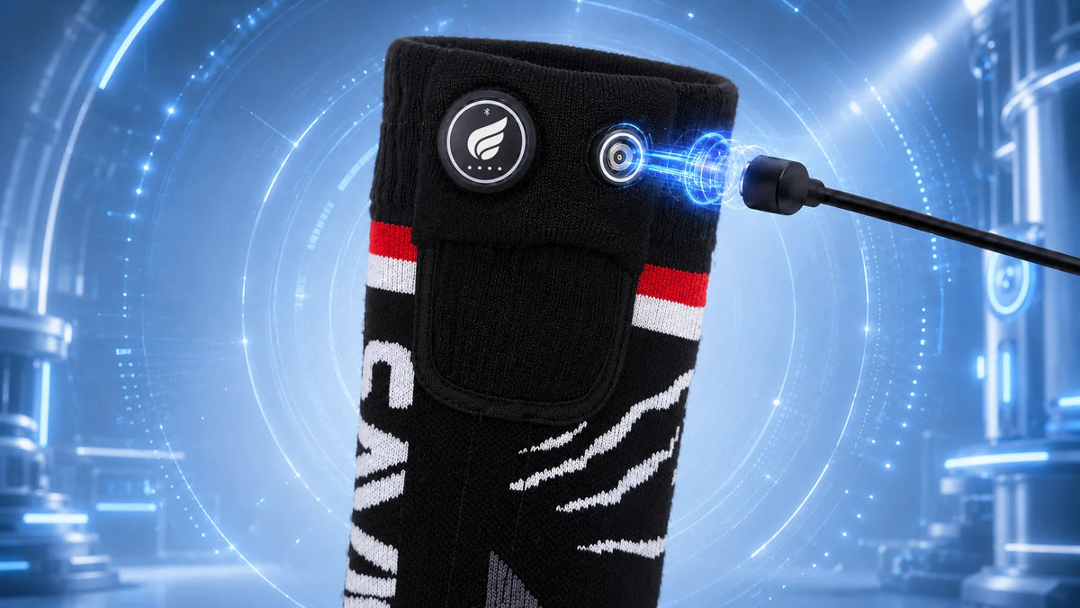 Détails de conception des chaussettes de ski chauffantes MagSnapic? Savior Heat