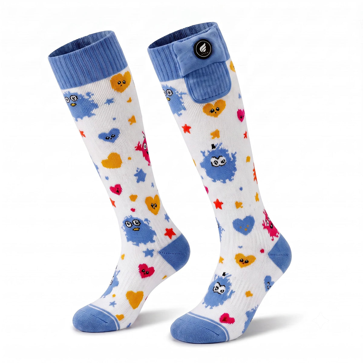 Chaussettes de ski chauffantes pour enfants – Motif monstre 01