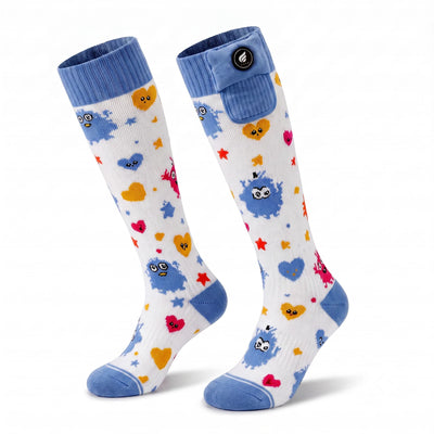 Chaussettes de ski chauffantes pour enfants – Motif monstre 01