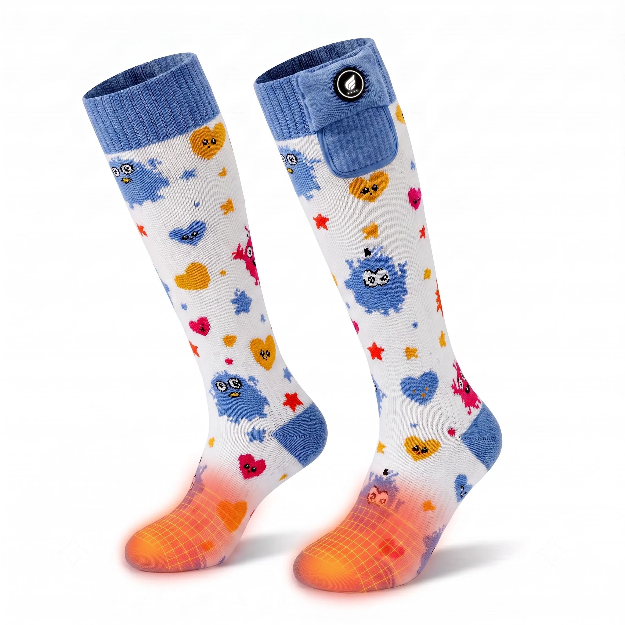 Chaussettes de ski chauffantes pour enfants – Motif monstre 02