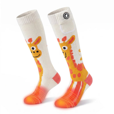 Chaussettes de ski chauffantes pour enfants – Motif girafe 02