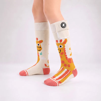Chaussettes de ski chauffantes pour enfants – Motif girafe 06