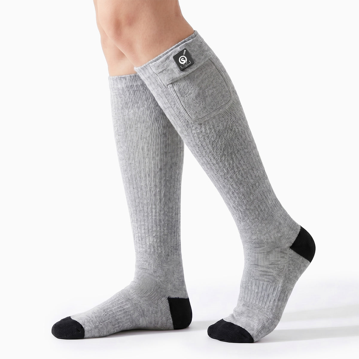 SS01G Chaussettes chauffantes coupe mi-haute gris