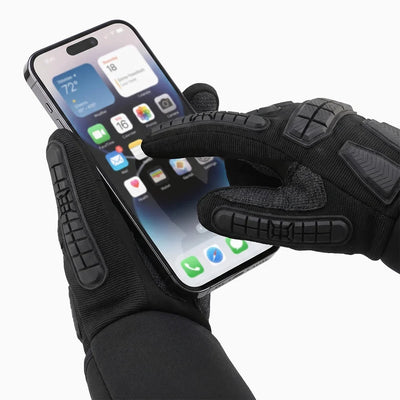 Touchscreen compatible fingertips on Impact Protective Heated Work Gloves