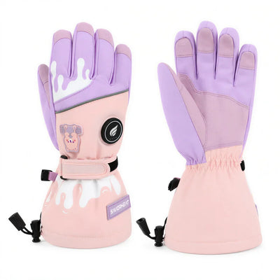 Savior Heat Bear-Print Kids Heated Ski Gloves main product view