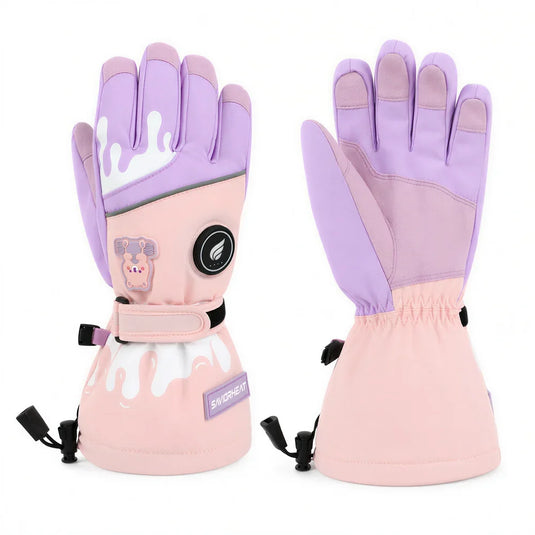 Savior Heat Bear-Print Kids Heated Ski Gloves main product view