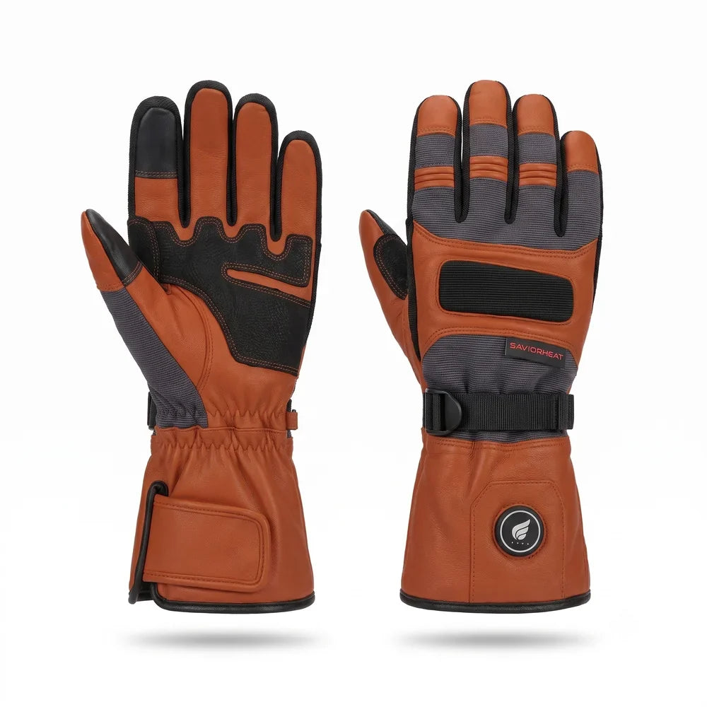 Savior Heat Goatskin Leather Heated Work Gloves - Classic Brown main product view