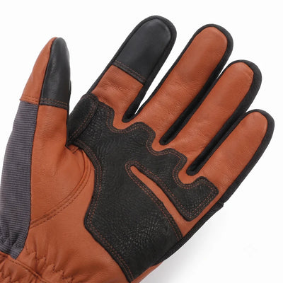 Savior Heat Goatskin Leather Heated Work Gloves - Classic Brown powered by rechargeable battery