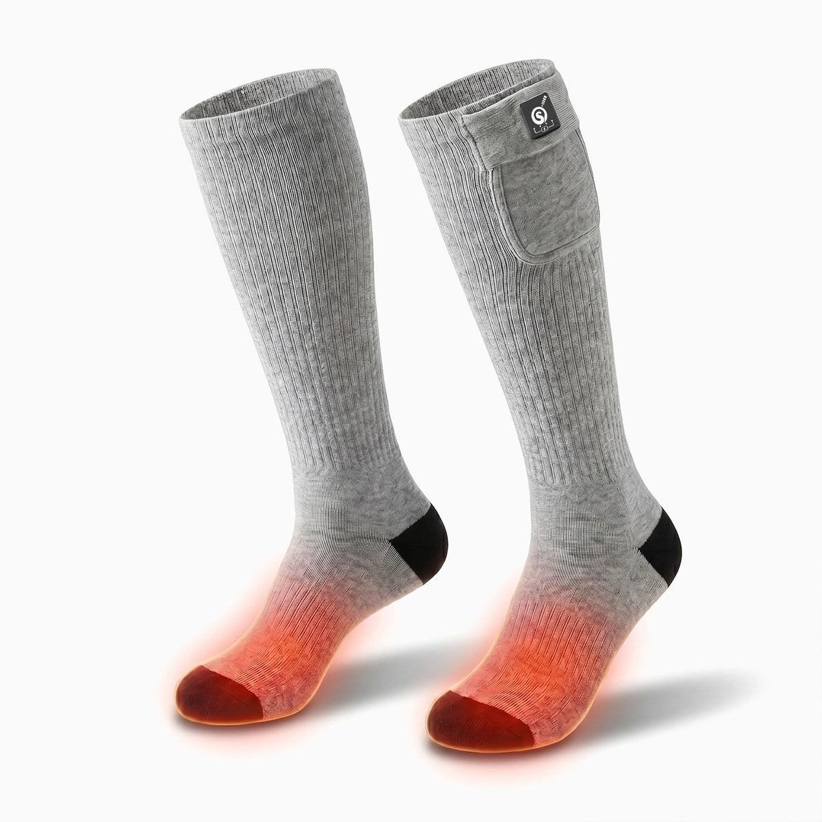 SS01G Chaussettes chauffantes coupe mi-haute gris