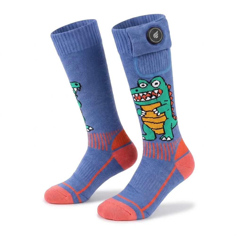 Savior Heat Crocodile-Print Kids Heated Ski Socks main product view
