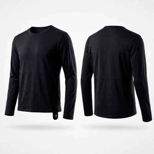 Heating zone coverage on Savior Heat Men's Soft Wool-Blend Heated Base Layer Top