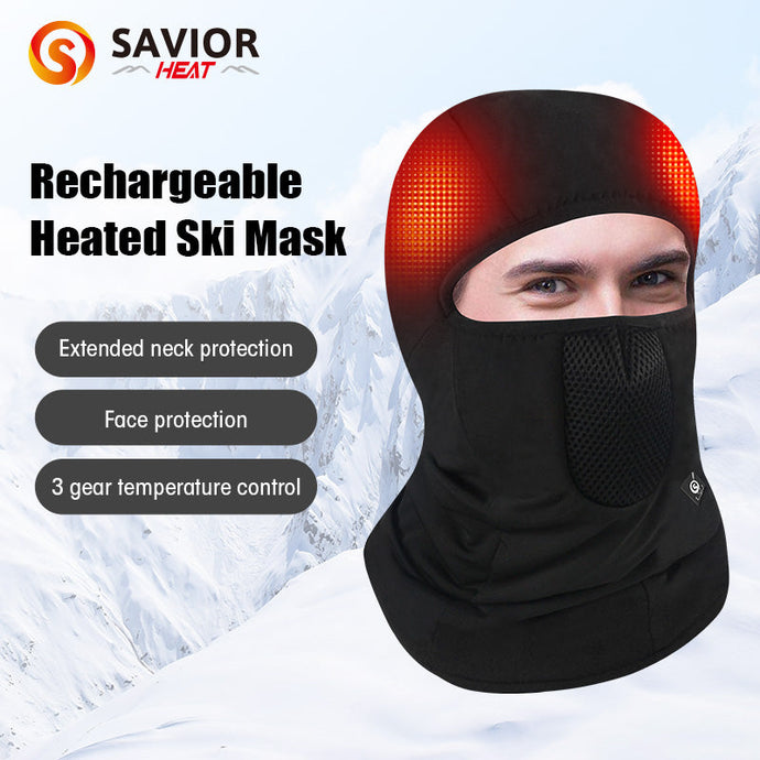 Savior Heated Ski Mask With Battery Electric Warm Hat Outdoor Sports Snowboard Neck Warmer