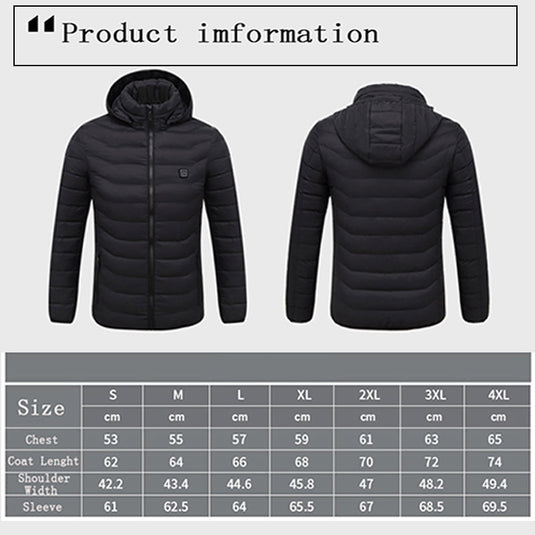 Smart Heating Women's Thermal Hooded Cotton Jacket