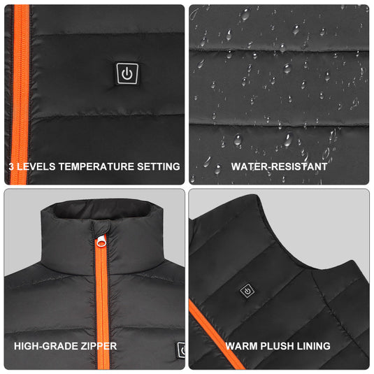 Women's Heated Orange Zip Vest