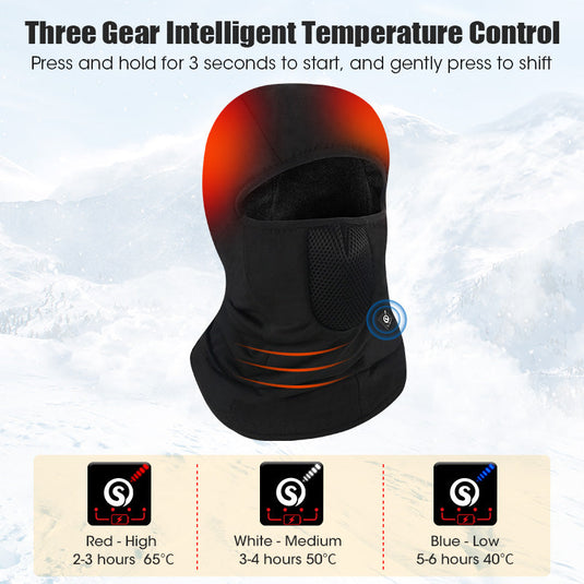 Masque de ski chauffant Savior Avec Batterie Chapeau Chaud Electrique Outdoor Sports Snowboard Cou Chaud